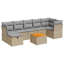 vidaXL Salon de jardin avec coussins 8 pcs beige résine tressée