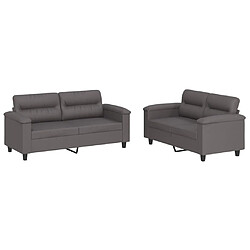 Maison Chic Ensemble de canapés 2 pcs avec coussins, Canapé droit Sofa pour Salon Gris Similicuir -GKD344537