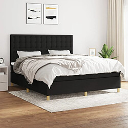 Maison Chic Lit adulte- Lit + matelas,Sommier à lattes de lit avec matelas Noir 180x200 cm Tissu -GKD99082