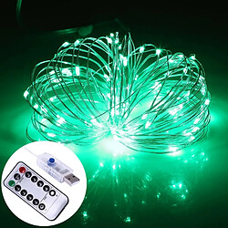 Wewoo Guirlande argent 10m 100 LEDs 8 Modes USB Fil Chaîne Lumière Fée Lampe Décorative avec 13 touches Télécommande, DC 5V Verte