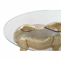 Table d'appoint DKD Home Decor Verre Doré Transparent Résine Colonial Rhinocéros (100 x 60,5 x 46 cm)