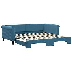 Maison Chic Lit de jour avec lit gigogne et matelas, Lit de repos Lit d'invité pour Salon Chambre,Canapé-lit bleu 100x200 cm velours -MN26964