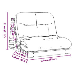 vidaXL Canapé-lit futon avec matelas 100x206x11 cm bois massif de pin pas cher