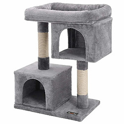 Feandrea Arbre à Chat Colonne en sisal pour aiguiser Les Griffes 2 niches luxueuses Maison de Jeu Meubles pour Chatons, Chats et félins Couleur Grise Claire PCT61W