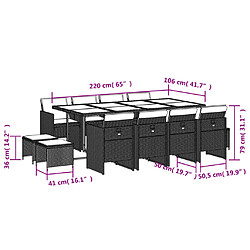 vidaXL Ensemble à manger de jardin avec coussins 13 pcs marron rotin pas cher