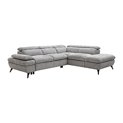 Vente-Unique Canapé d'angle droit convertible en tissu texturé gris SURDELI pas cher