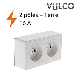 Avis Prise double 16A en saillie blanc - gamme Vulco - Zenitech