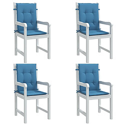 vidaXL Coussins de chaise à dossier bas lot de 4 bleu mélangé tissu