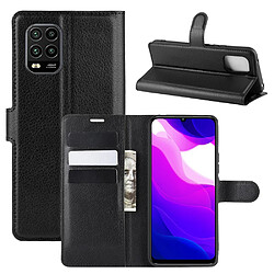 Etui en PU peau de litchi avec support noir pour votre Xiaomi Mi 10 Lite 5G