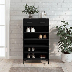 Maison Chic Armoire à Chaussures Noir,Meuble de Rangement à Chaussures 60x35x105 cm bois d'ingénierie -MN78174