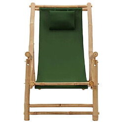 vidaXL Chaise de terrasse Bambou et toile Vert