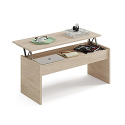 Pegane Table basse relevable coloris effet bois - Hauteur 47-58 x Longueur 100 x Profondeur 50 cm