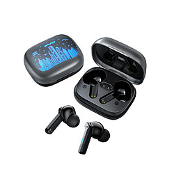 General Écouteurs Bluetooth 5.3, microphone intégré Ipx étanche, réduction du bruit Anc Enc, appels sans fil, musique, assistant vocal natif, pour Ios/Android(Motif Hong Kong noir)