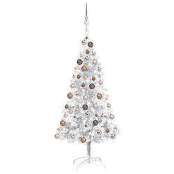 vidaXL Arbre de Noël artificiel pré-éclairé/boules argenté 150 cm PET