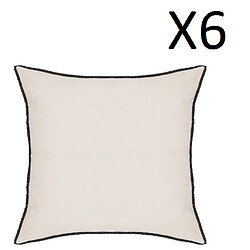 Pegane Lot de 6 coussin décoratif déhoussable en lin et coton coloris beige - Longueur 45 x Profondeur 12 x Hauteur 45 cm