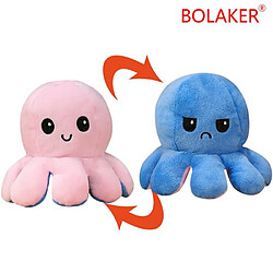 RedMiter Peluche douce pieuvre réversible BOLAKER® 20cm, Rose et bleu