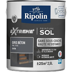 RIPOLIN Peinture pour Sol Interieur + Exterieur - Gris Beton Ral 7015 Satin, 2,5L