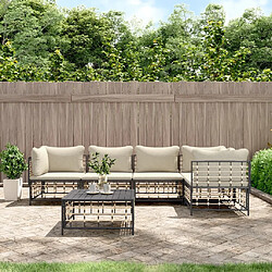 Maison Chic Salon de jardin 6 pcs + coussins - Mobilier/Meubles de jardin - Table et chaises d'extérieur anthracite résine tressée -MN20409