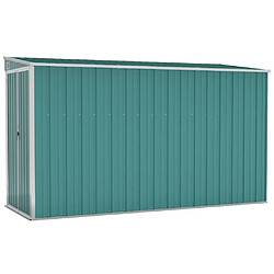 Helloshop26 Abri de jardin cabane cabanon maison de stockage remise extérieur hangar outils robuste mural 118 x 288 x 178 cm acier galvanisé vert 02_0022339