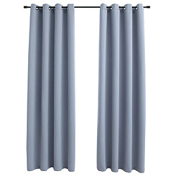 vidaXL Rideaux occultants avec anneaux en métal 2 pcs Gris 140x175 cm