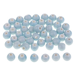 50 pièces en vrac perles en céramique breloques pour fabrication de bijoux bleu clair 10mm