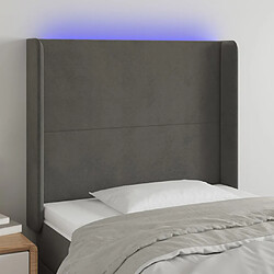 vidaXL Tête de lit à LED Gris foncé 83x16x118/128 cm Velours