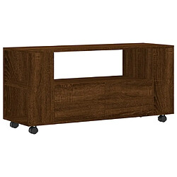 Maison Chic Meuble TV scandinave - Banc TV pour salon chêne marron 102x34,5x43 cm bois d'ingénierie -MN54101