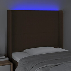 Acheter Maison Chic Tête de lit scandinave à LED,meuble de chambre Marron foncé 93x16x118/128 cm Tissu -MN66854