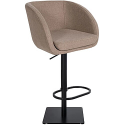 Decoshop26 Tabouret de bar chaise haute x1 avec revêtement en feutrine taupe base métal carrée noir 10_0004876