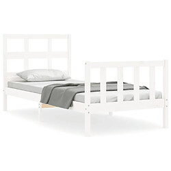 Maison Chic Cadre/structure de lit avec tête de lit pour adulte - Lit Moderne Chambre blanc simple bois massif -MN27673