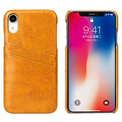 Wewoo Etui en cuir Fierre Shann Retro Oil en PU avec texture pour iPhone XR, avec fentes pour cartes (Jaune)