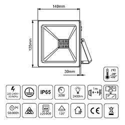 Maclean Projecteur LED 30W Blanc Froid IP65 PREMIUM pas cher