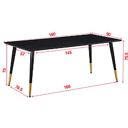 Avis Venture Home Table de repas en MDF et acier Dipp 180 x 90 cm noir et cuivre.