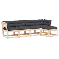 Maison Chic Salon de jardin 5 pcs avec coussins | Ensemble de Table et chaises | Mobilier d'Extérieur bois de pin massif -GKD87197