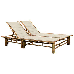 Maison Chic Chaise longue | Transat Bain de soleil pour 2 personnes avec coussins Bambou -GKD79178