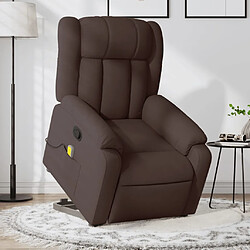 vidaXL Fauteuil inclinable de massage Marron foncé Tissu