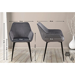 Decoshop26 Lot de 2 chaises de salle à manger bureau salle d'attente en tissu velours gris foncé et métal noir 10_0001582