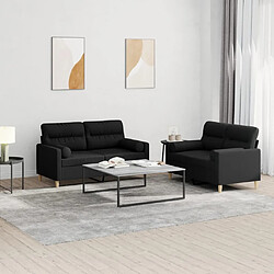 Maison Chic Ensemble de canapés 2 pcs avec coussins, Canapé droit Sofa pour Salon noir tissu -GKD430779