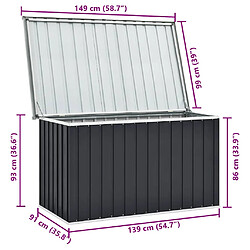 vidaXL Boîte de rangement de jardin Anthracite 149x99x93 cm pas cher