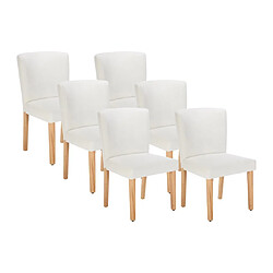 Vente-Unique Lot de 6 chaises en simili et bois d'hévéa - Blanc- ANALIA