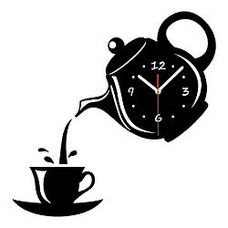 Wewoo Horloge murale 2 PCS Creative DIY Acrylique Tasse À Café Théière 3D Décoratif Cuisine Horloges Murales Salon Salle À Manger Décor À La Maison Noir