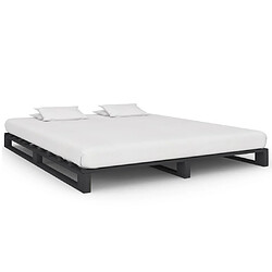 vidaXL Cadre de lit de palette sans matelas gris 160x200cm bois massif