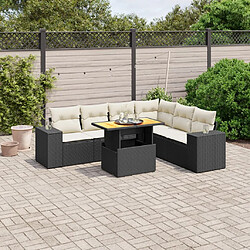 Maison Chic Ensemble Tables et chaises d'extérieur 7pcs avec coussins,Salon de jardin noir résine tressée -GKD736530