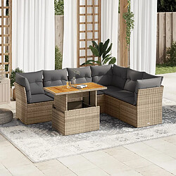 vidaXL Salon de jardin avec coussins 7 pcs beige résine tressée