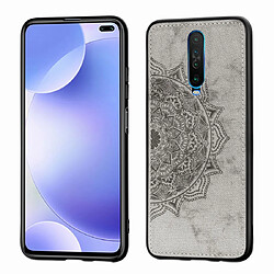 Wewoo Coque Pour Xiaomi Redmi K30 Mandala Housse en tissu gaufré PC + TPU de téléphone portable avec fonction magnétique et dragonne Gris