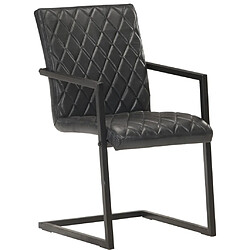 vidaXL Chaises à manger cantilever lot de 4 noir cuir véritable