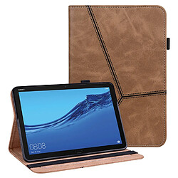 Etui en PU ligne de couture avec support et porte-cartes marron pour votre Huawei MediaPad M5 lite 10