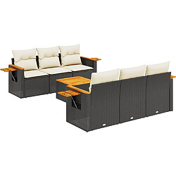 Maison Chic Salon de jardin 7 pcs avec coussins | Ensemble de Table et chaises | Mobilier d'Extérieur noir résine tressée -GKD35009