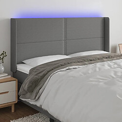 Maison Chic Tête de lit moderne à LED lumineuse pour chambre - Décoration de lit Gris foncé 163x16x118/128 cm Tissu -MN49991