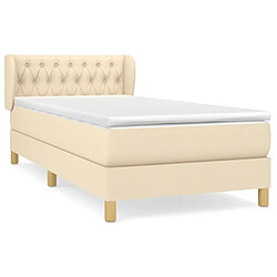 vidaXL Sommier à lattes de lit avec matelas Crème 90x200 cm Tissu